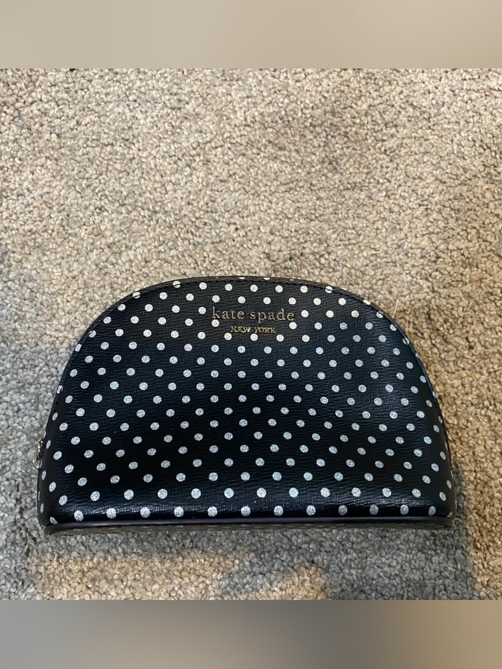 kate spade black and white polka dot cosmetic pouch